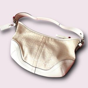 Authentic Coach White Signature Mini Hobo Bag